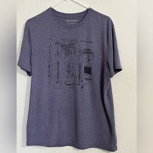 Banana Republic Men’s Rock Band Instruments Graphic Tee Shirt Lilac Sea Size L